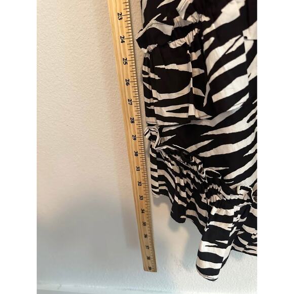 Ganni Women’s Zebra Animal Print Ruffle Modest Cotton Midi Dress Sz 38 (M) - Picture 8 of 9